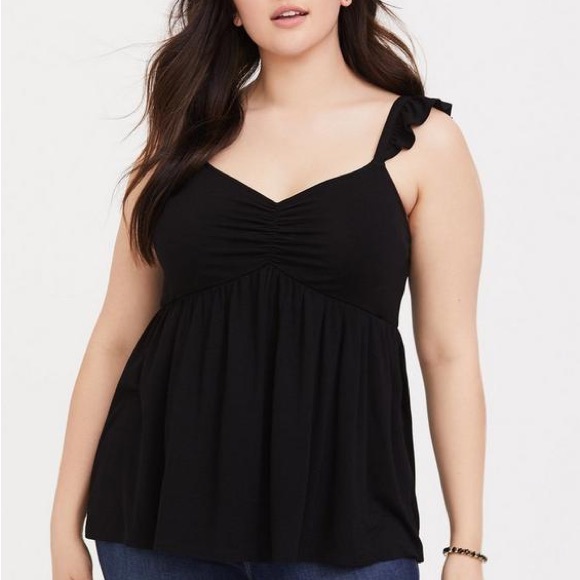 Torrid Black Tank - Super Soft Cinched Front - Picture 2 of 8